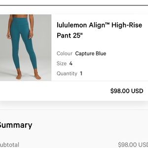 Lululemon leggings 7/8 align